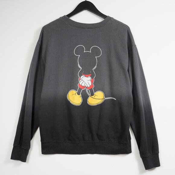 Mickey Mouse Ombré Sweatshirt Double sided Size M Black / Gray - Picture 2 of 7